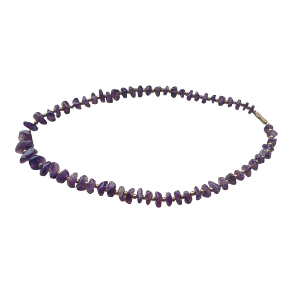 Purple Bead Chip Necklace - Women's Jewelry